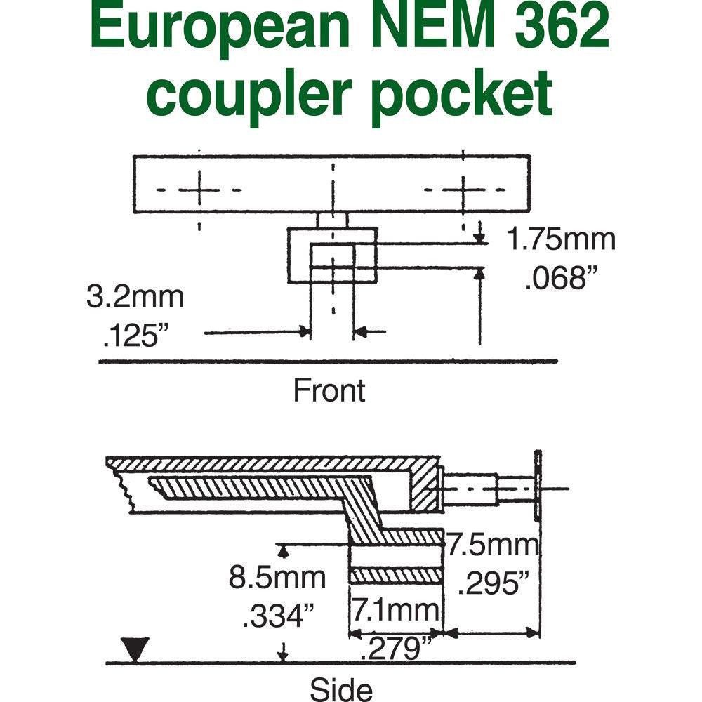 kadee #20 HO NEM 362 European-Style Couplers Extra Long 12.30mm .484 inch 31/64"