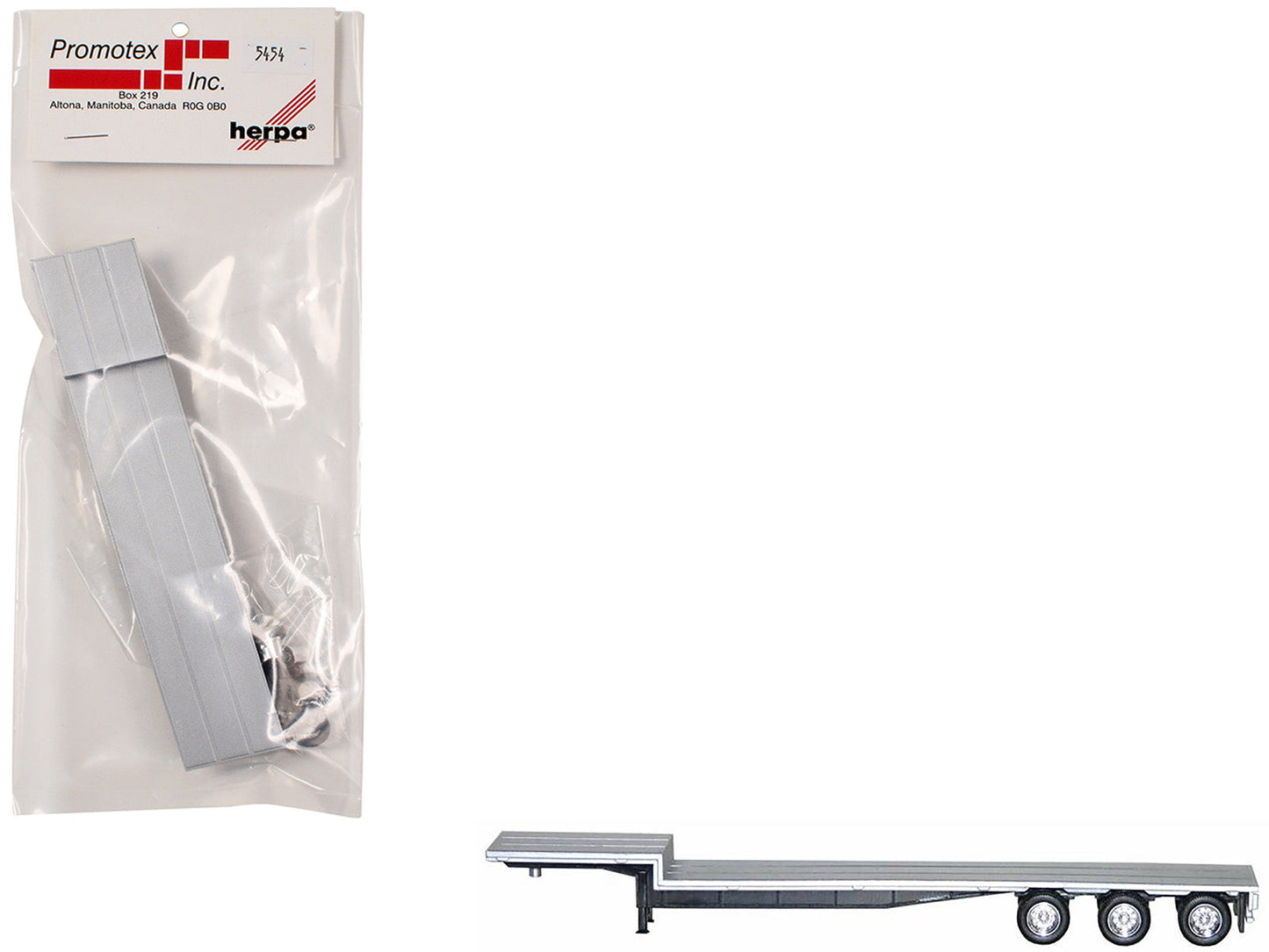 48ft 3-Axle Drop Deck Trailer with Chrome Wheels and Silver Top 1/87 (HO) Plastic Model by Promotex free shipping USA