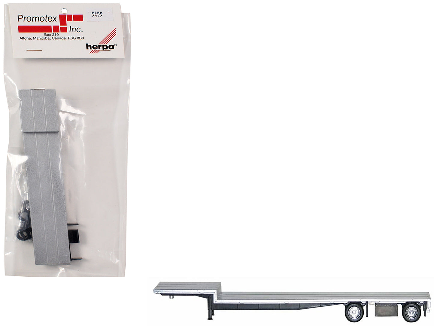 48ft Spread-Axle Drop Deck Trailer with Chrome Wheels and Silver Top 1/87 (HO) Plastic Model by Promotex free shipping USA