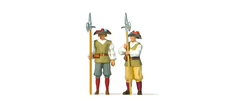 Preiser 28222 HO Scale Gate Guards in Medieval Dress Figures pkg(2)