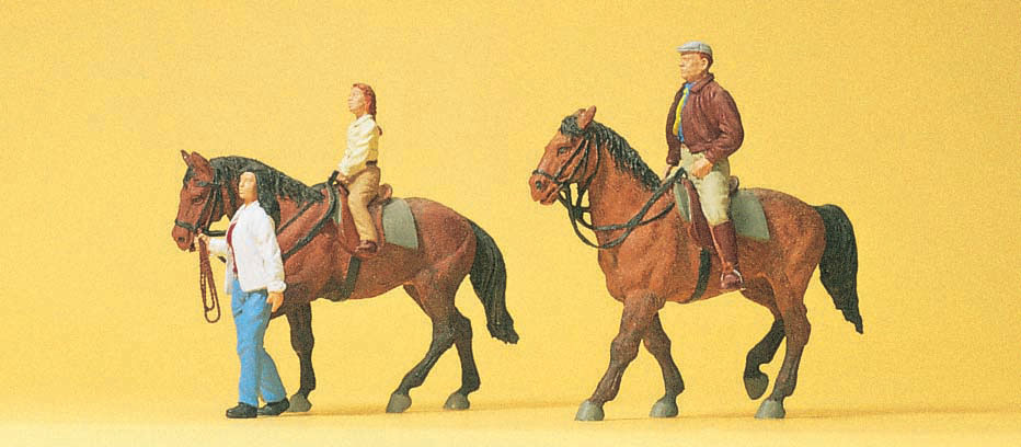 Preiser 10501 HO Scale Riders with Horses Figure Set #2