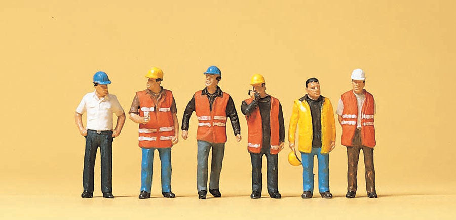 Preiser 10420 HO Modern Workmen w/Warning Vests Set, 6 Pcs