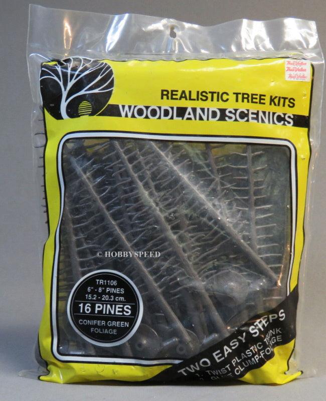 Woodland Scenics TR1106 N/HO Pine Trees 6x8" (16) Train Scenery