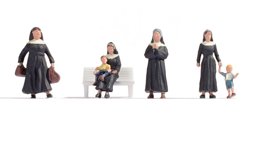 Noch 15400 HO Scale Nuns & Children Figure Set, 6-Pack