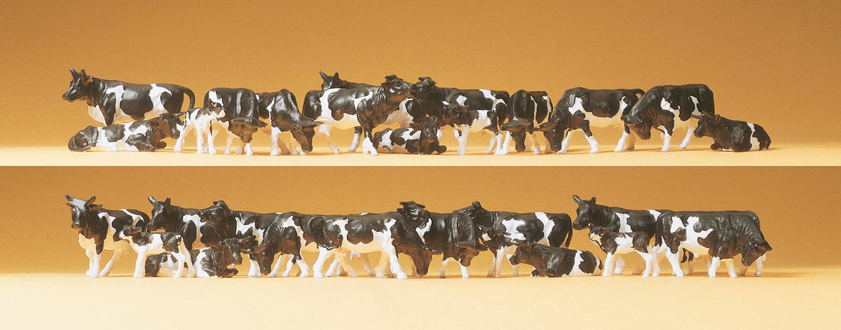 Preiser 14408 HO Scale Holstein Dairy Cows Figure Set