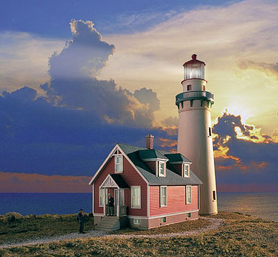 Walthers Cornerstone 933-3663 HO Scale Rocky Point Lighthouse -- Kit