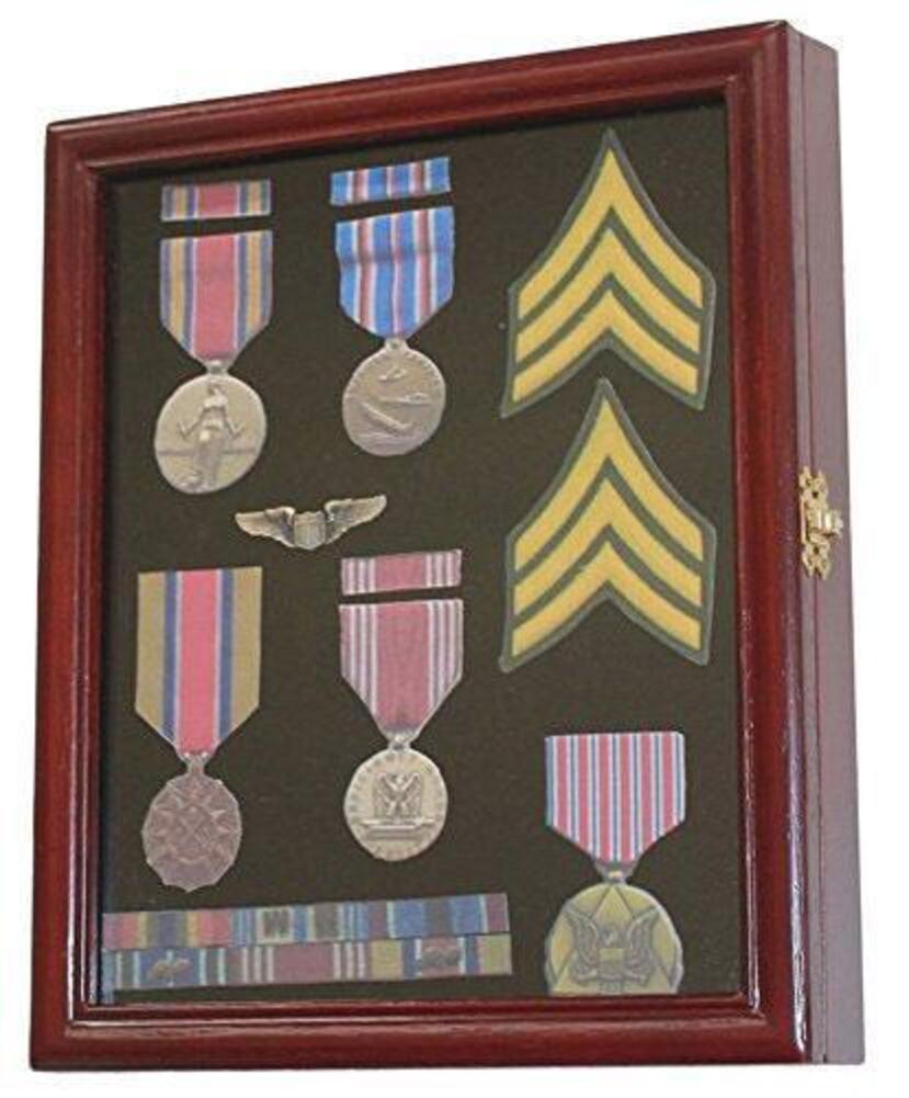 Flag Connections Display Case Cabinet Shadow Box for Military Medals, Pins etc.