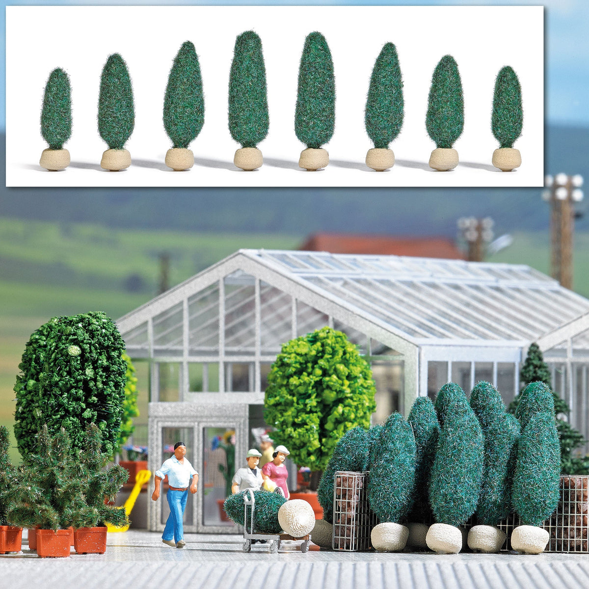 Busch 1275 HO Scale Trees with Bagged Roots, pkg(8)