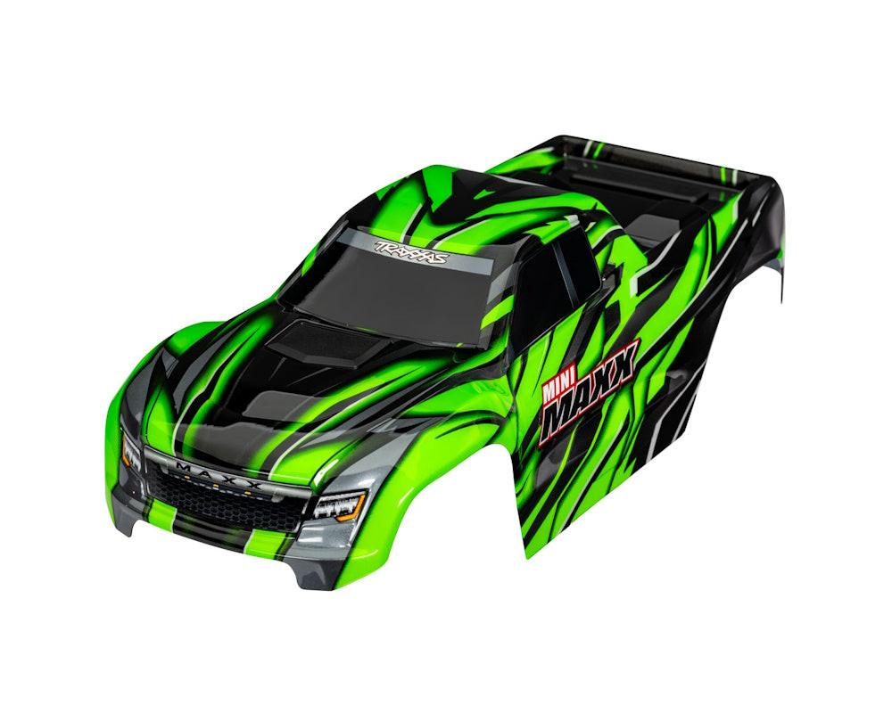 Traxxas 10711-GRN Green / Black Painted Body with Decals Applied for Mini Maxx