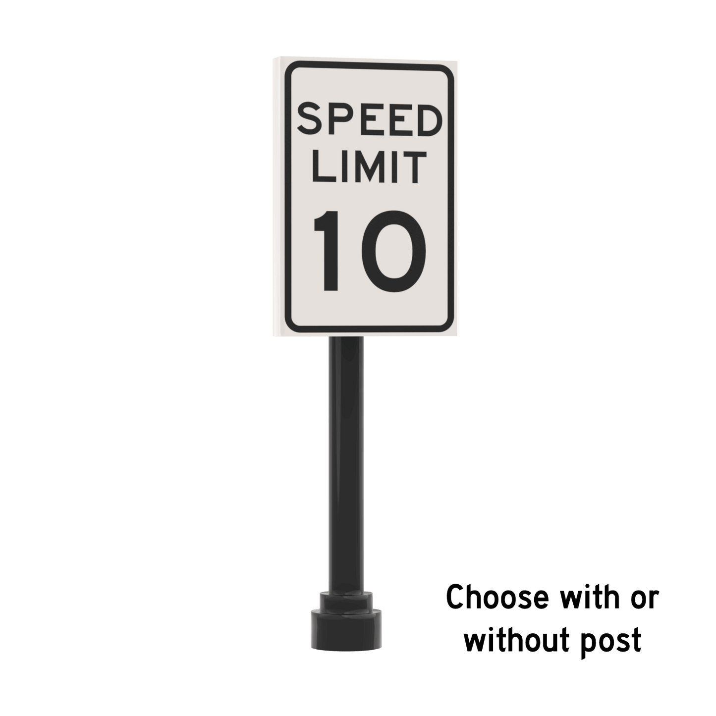 10 MPH Speed Limit Street Sign - Custom Printed 2x3 Tile - Made Using LEGO® Parts