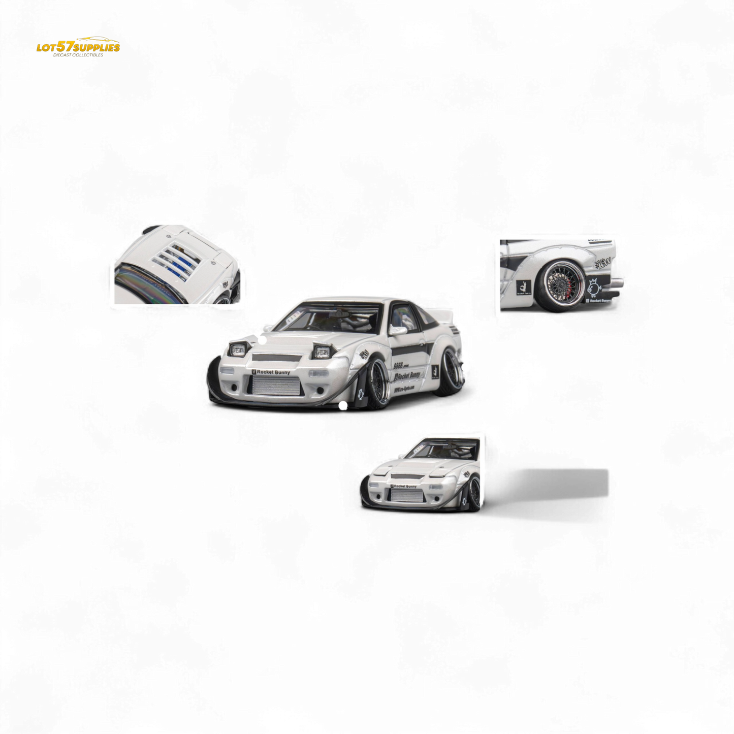 MicroTurbo Nissan 180SX Pandem Rocket Bunny White 1:64