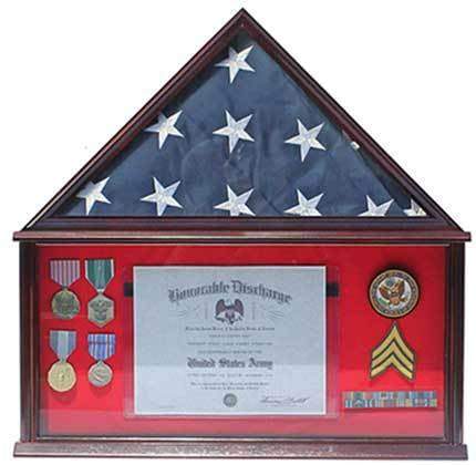 Military Shadow Box Frame Memorial Burial Funeral Flag Display Case