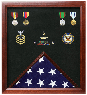 Military Flag and Medal Display Case - 5x9.5 military U.S. flag
