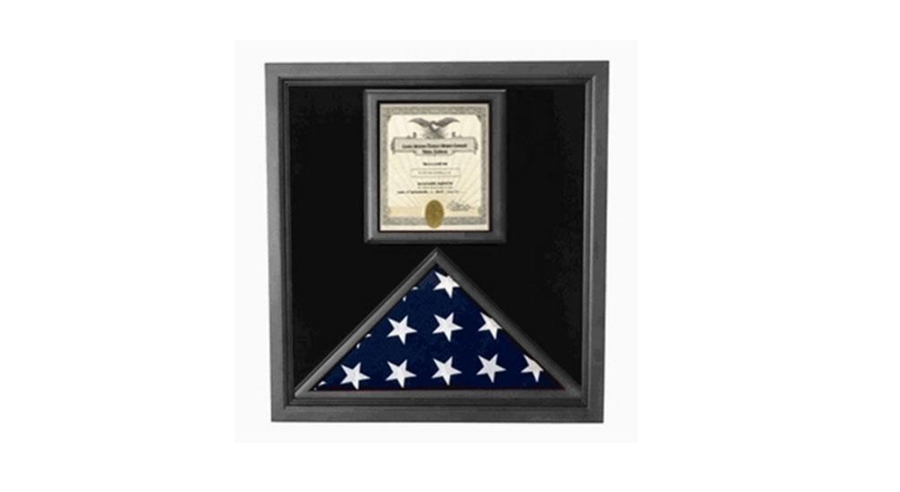 Flag and Certificate Case Black Frame, American Made Designed to Make That Certificate Feature as prominently as The Flag