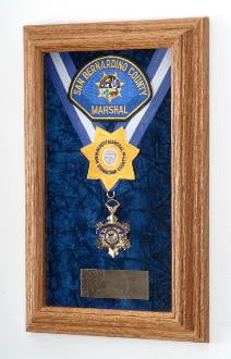 Single Medal Display Case, Wood Awards Display Case - Solid Oak