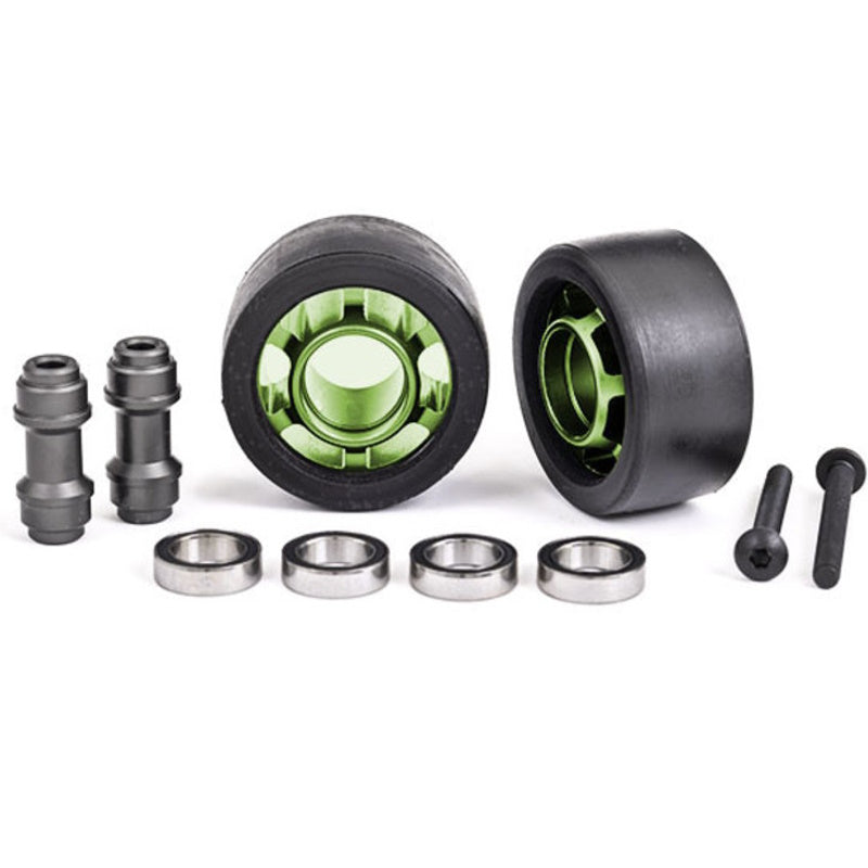 Traxxas 7775G Aluminum Wheelie Bar Wheels Green Maxx Sledge X-Maxx XRT