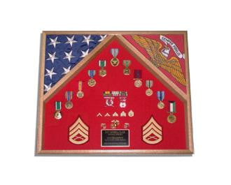 Military Shadow Box, Military Display Case With Medal & Red Felt