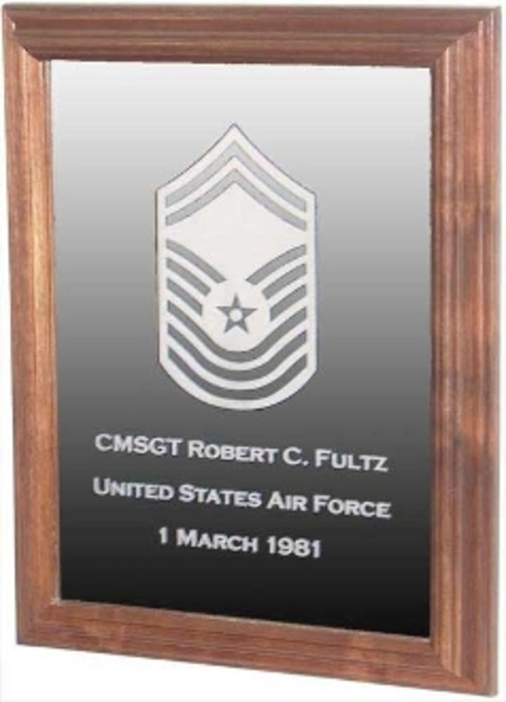 Military Laser Engraved Rank Insignia Mirror Frame.
