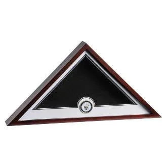 Navy Medallion Flag Display Case, White Felt with US cotton 5'x9'6" flag