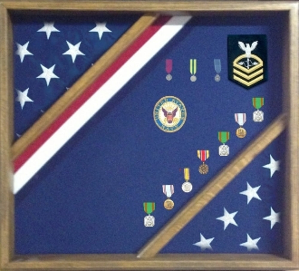 Flag Display Box, Wood Flag Red White and Blue Box.