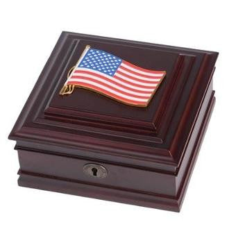 American Flag Medallion Desktop Box - Mahogany