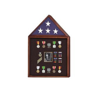 Flag and Badge display cases, Flag and Photo Frame - Walnut