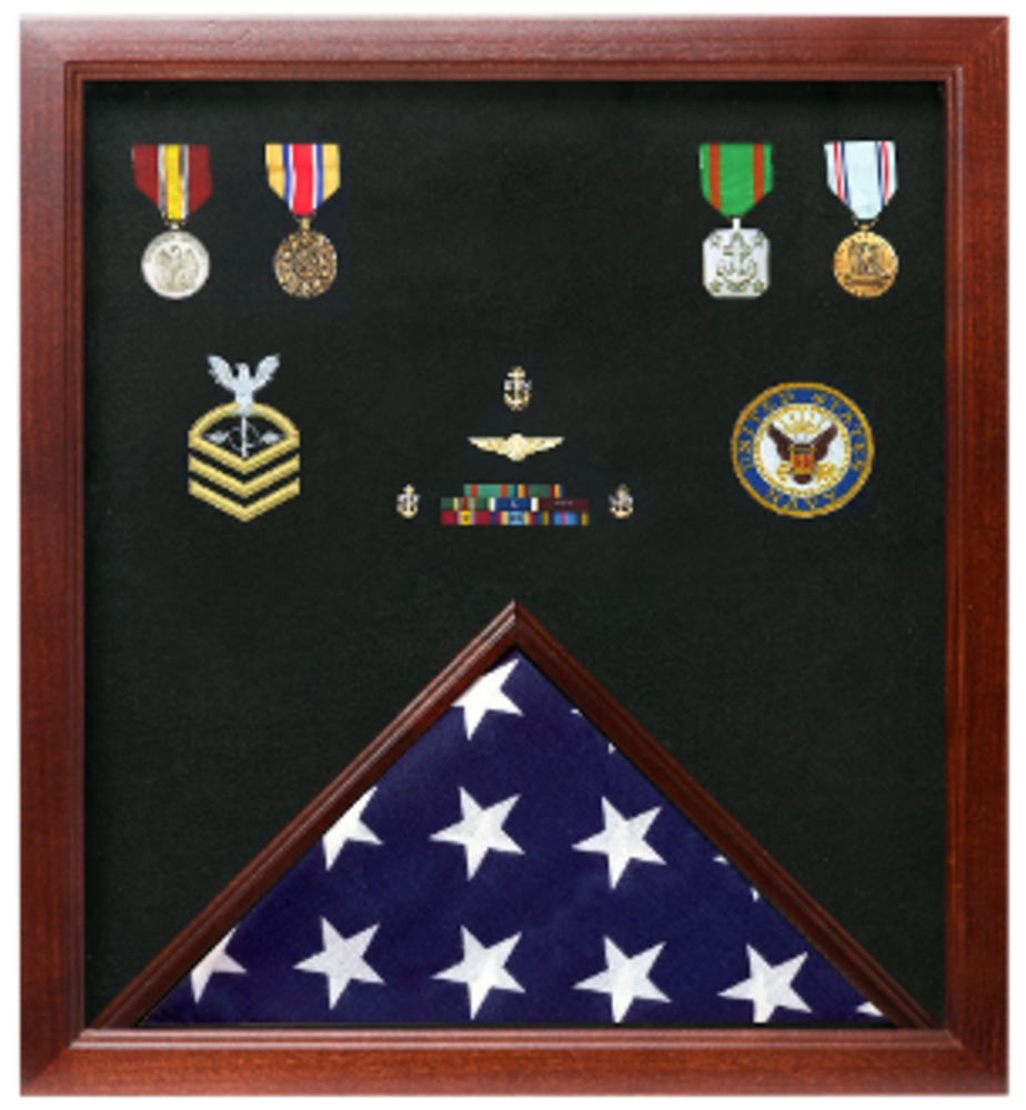 Military Flag and Medal Display Case.