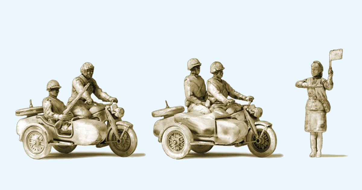 Preiser 16614 HO WWII Soviet Motorcycle Crew Figure Kit