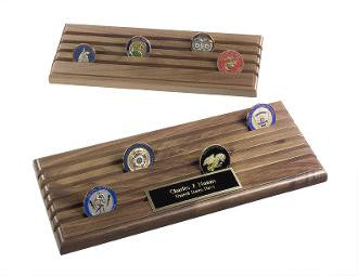 Coin Display Rack With 6 Rows, Walnut Wood, Holds up to 36 Coins -USA Made