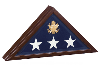 Open Front Flag Display Case, for Casket Flag, Cherry Wood Solid wood finished back