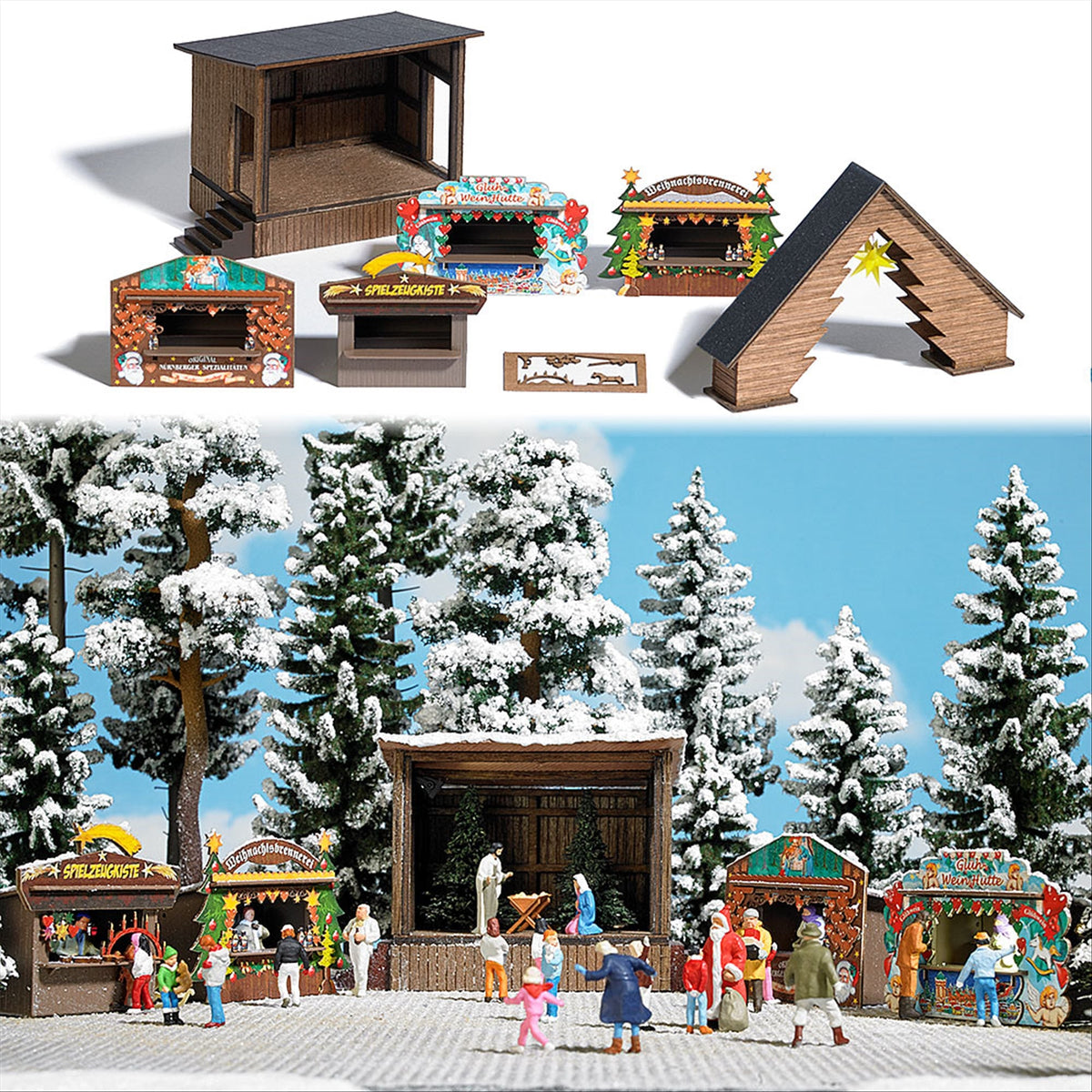 Busch 1183 HO Scale Romantic Christmas Market Kit