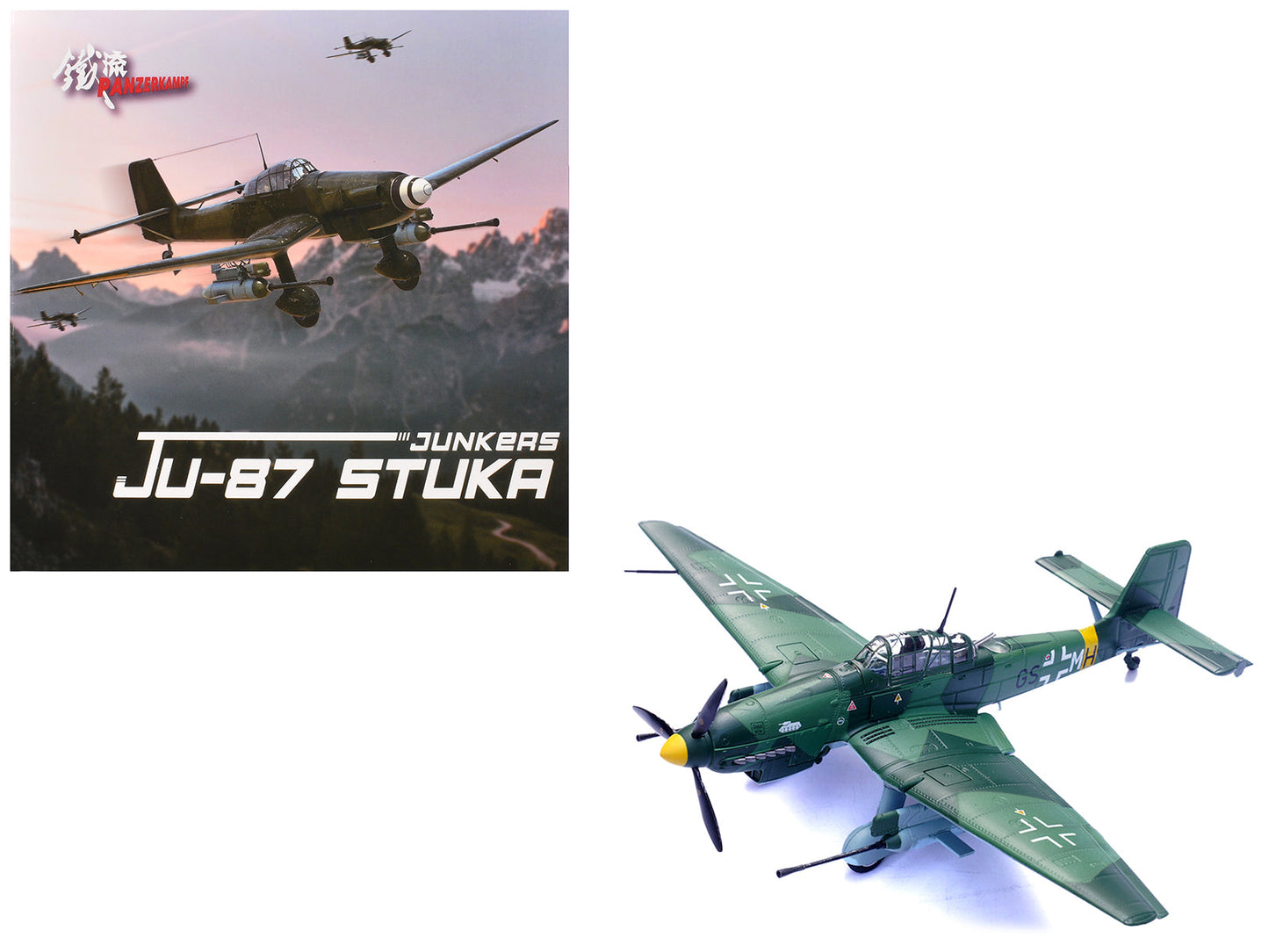 Junkers Ju 87G1 Stuka Bomber Aircraft "10.(Pz)/SG 2 Immelmann GS+MH Dubno Ukraine" (1944) German Luftwaffe "Wing" Series 1/72 Diecast Model by Panzerkampf free shipping USA