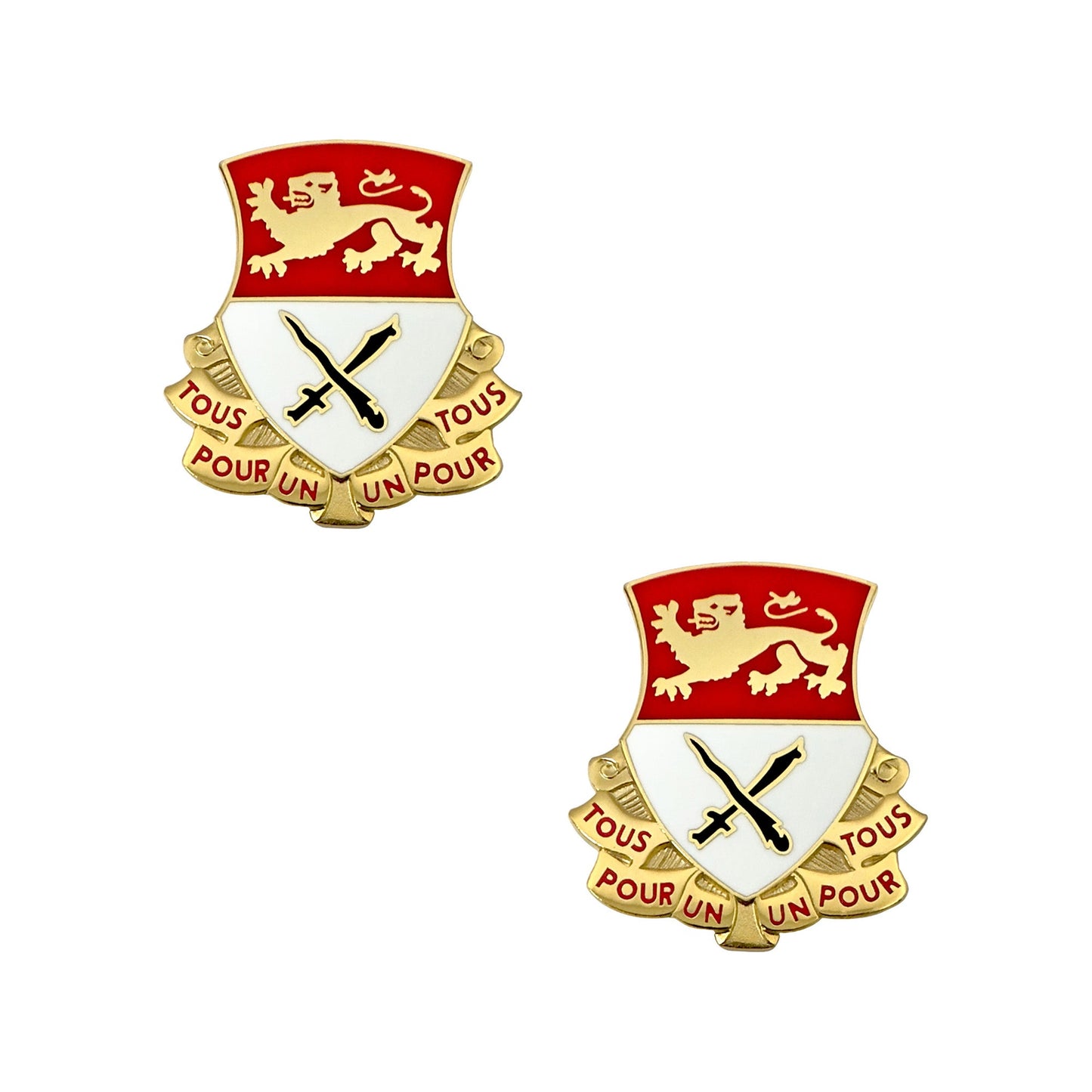U.S. Army 15th Cav Crest "Tous Pour un Tours un pour" (pair)