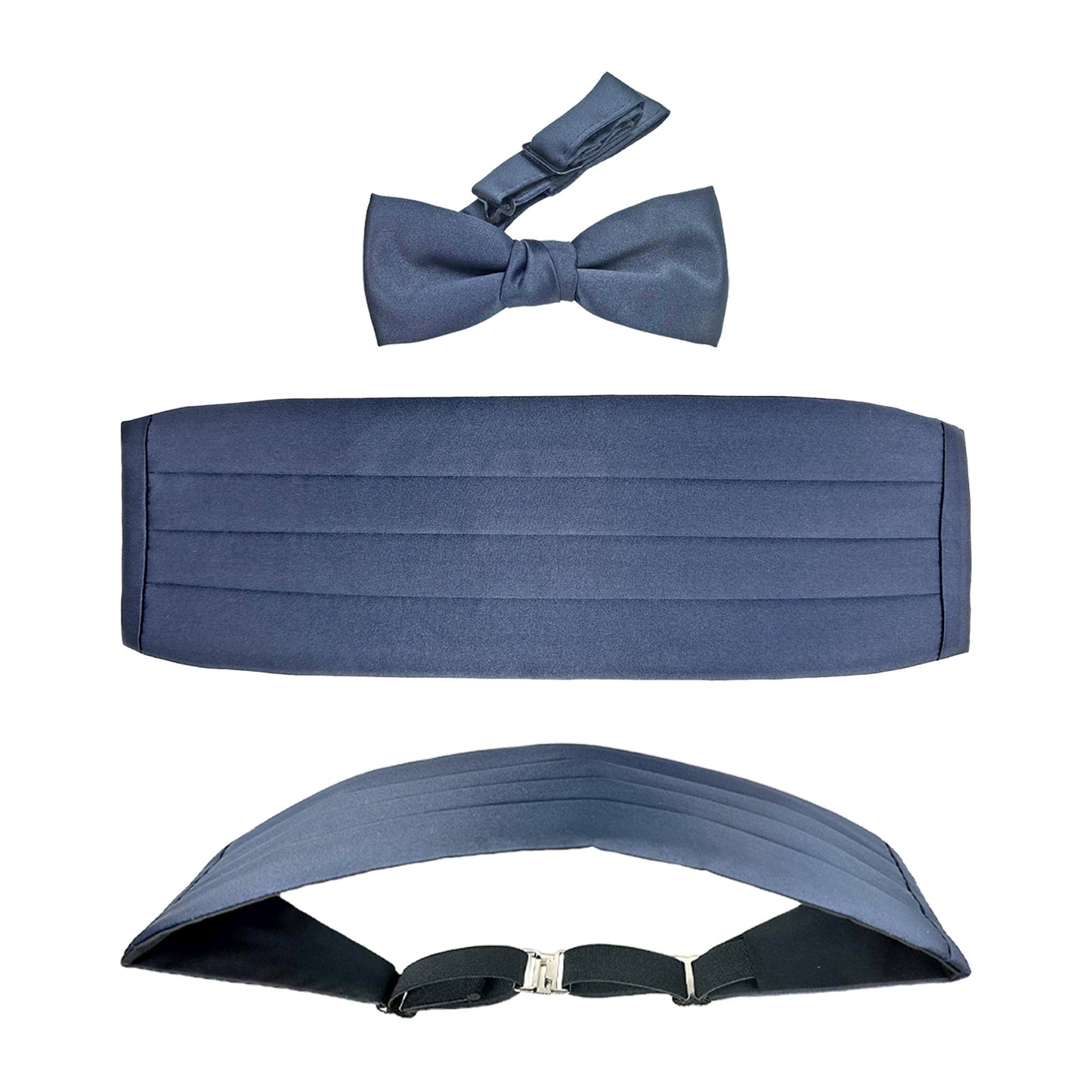 U.S. Air Force Blue Satin adjustable bow tie with band and Blue Satin Cummerbund