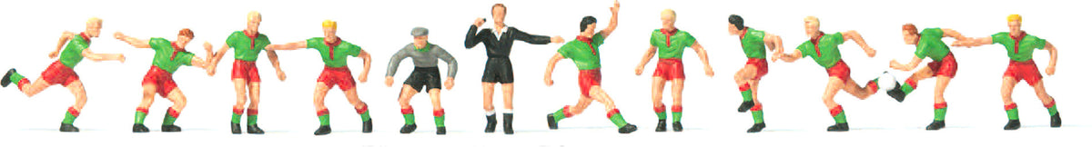 Preiser 10757 HO Scale Soccer Team with Referee Figure Set