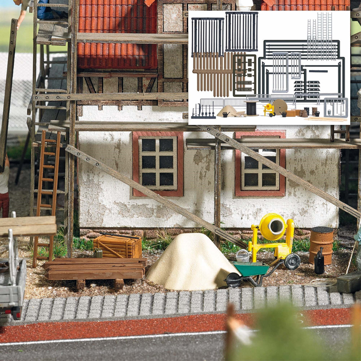 Busch 1376 HO Scale Construction Site Equipment Kit