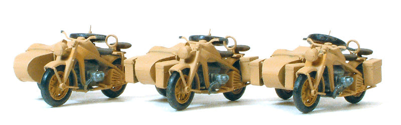 Preiser 16563 HO Scale Zundapp KS 750 w/Sidecar Kits pkg(3)
