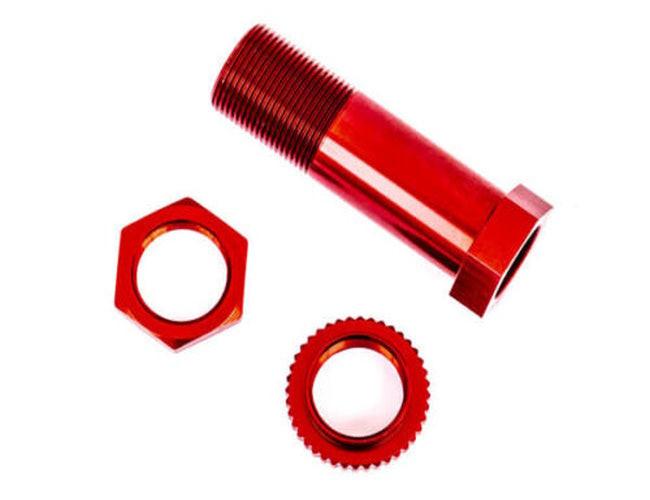 Traxxas 9545R Servo saver post/ adjuster nut/ locknut, Red, Sledge
