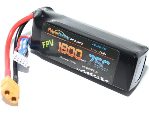 Powerhobby 4S 14.8V 1800mAh 75C Lipo Battery with XT60 Connector