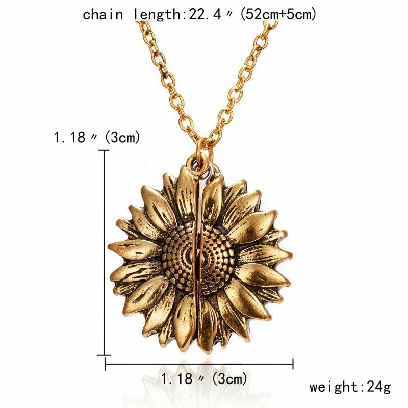 💍✅Sunflower Pendant Charm "You Are My Sunshine" Sunflower Open Locket Chain Necklace Gift by Js House