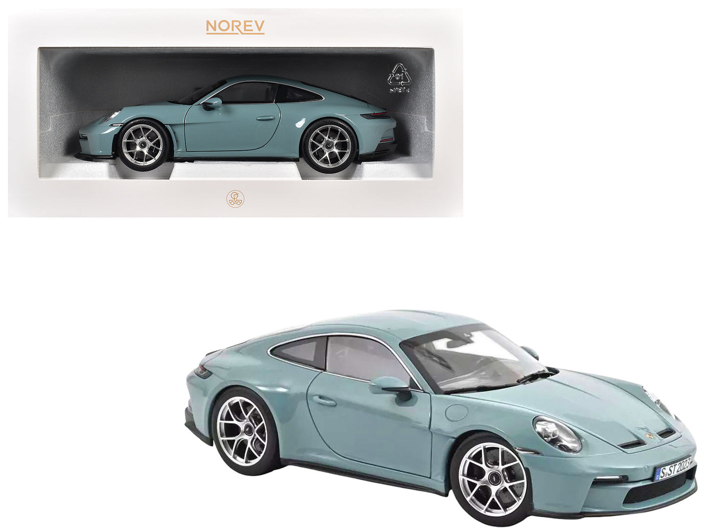 2023 Porsche 911 S/T Meissen Blue 1/18 Diecast Model Car by Norev free shipping USA