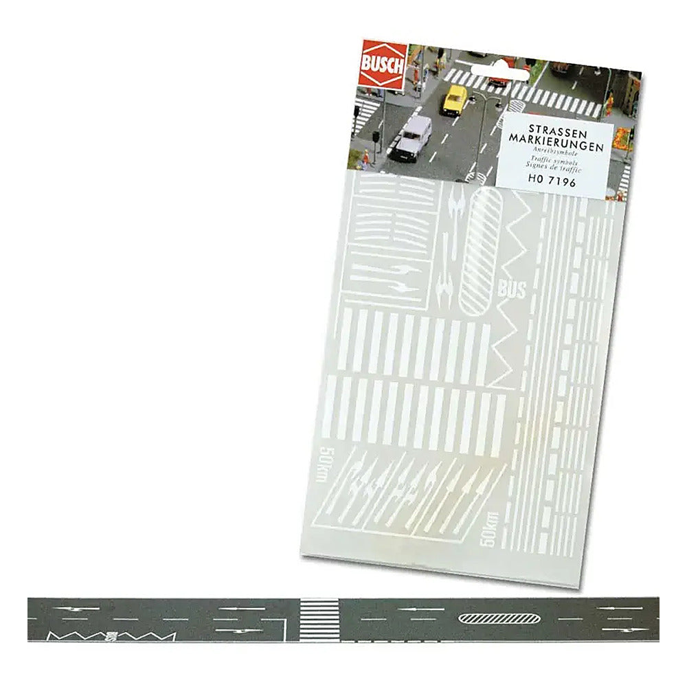 Busch 7197 N/TT Scale Road Markings Rub-On Decals