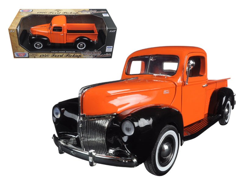 1940 Ford Pickup Truck Orange "Timeless Classics" 1/18 Diecast Model Car by Motormax free shipping USA