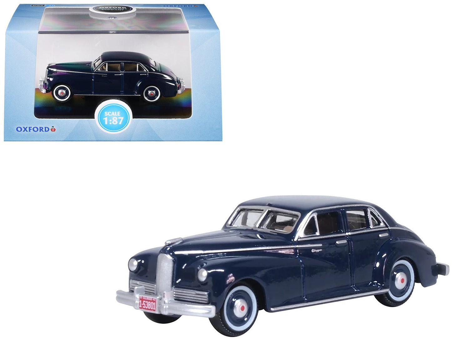 1942 Packard Clipper Touring Sedan Packard Blue 1/87 (HO) Scale Diecast Model Car by Oxford Diecast free shipping USA