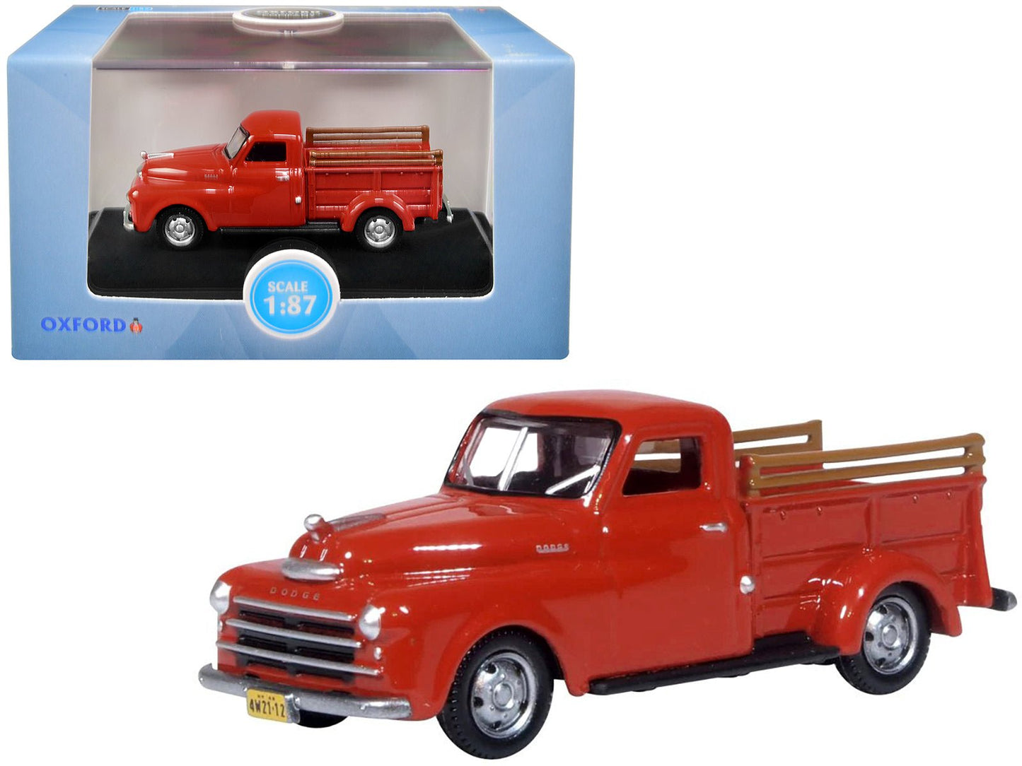 1948 Dodge B-1B Pickup Truck Red 1/87 (HO) Scale Diecast Model Car by Oxford Diecast free shipping USA