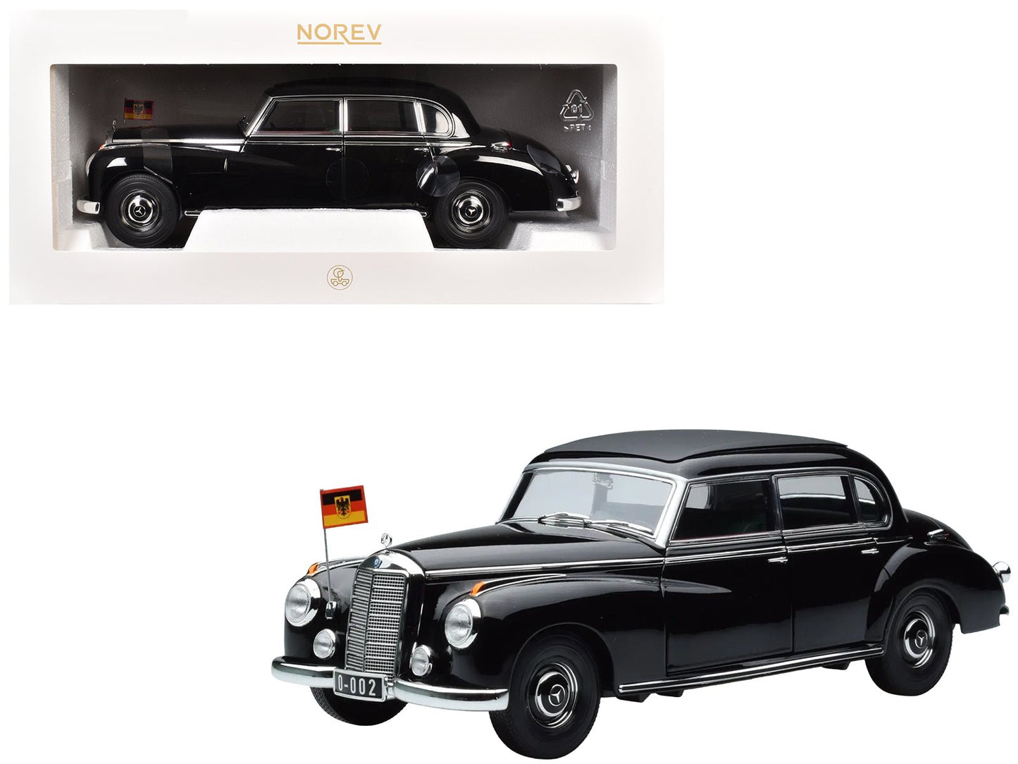 1955 Mercedes-Benz 300 Black "German Chancellor Konrad Adenauer" 1/18 Diecast Model Car by Norev free shipping USA