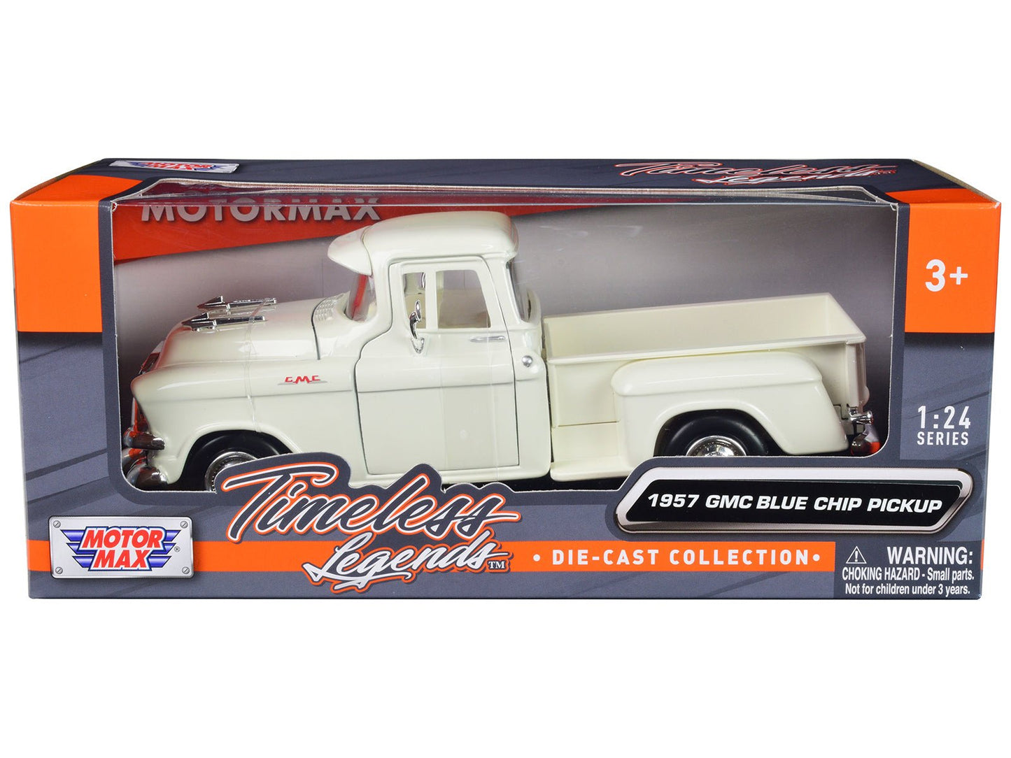 1957 GMC Blue Chip Pickup Truck White "Timeless Legends" Series 1/24 Diecast Model Car by Motormax free shipping USA