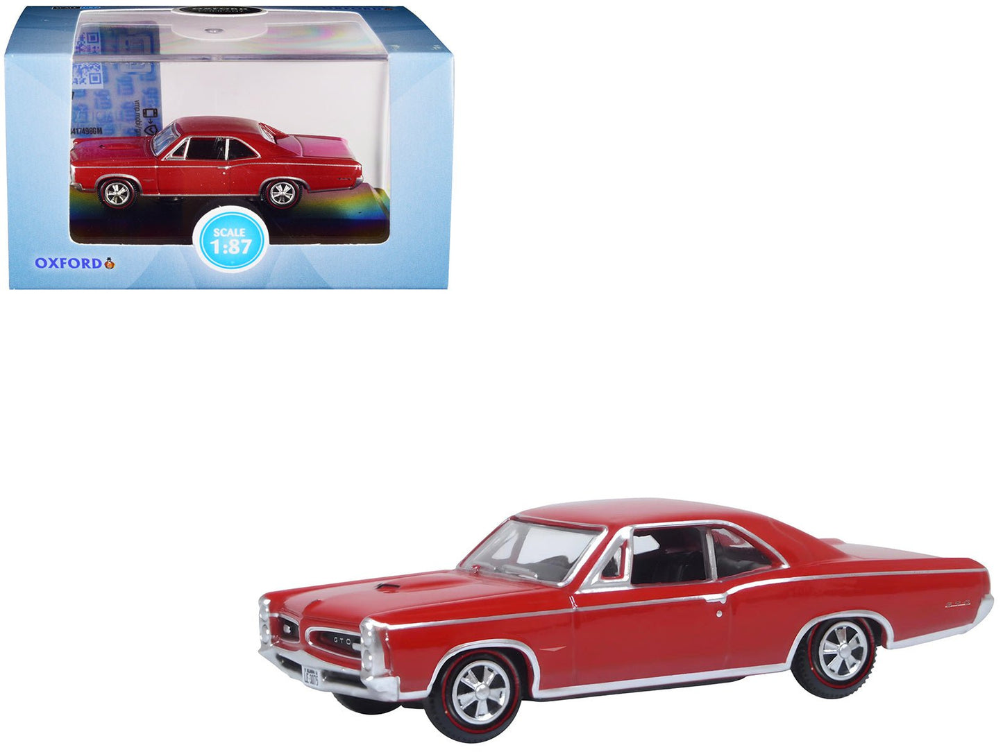 1966 Pontiac GTO Montero Red 1/87 (HO) Scale Diecast Model Car by Oxford Diecast free shipping USA
