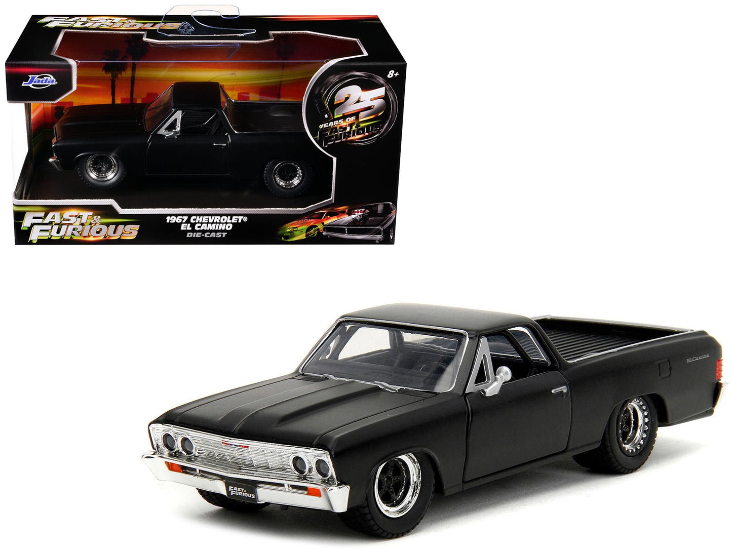 1967 Chevrolet El Camino Matt Black "Fast & Furious" Series 1/32 Diecast Model Car by Jada free shipping USA