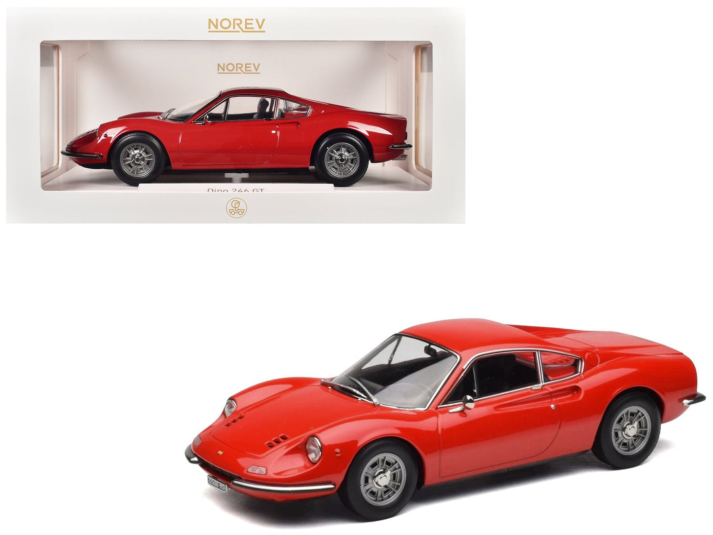 1968 Dino 246 GT Red 1/18 Diecast Model Car by Norev free shipping USA